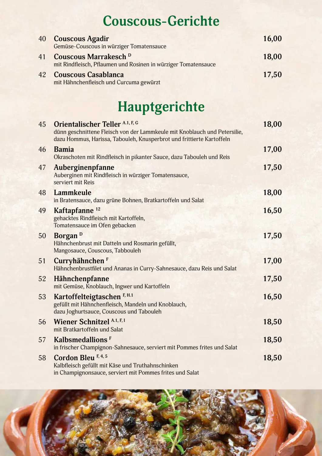 Speisekarte